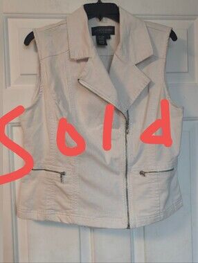 Live a Little Sleeveless Denim Jean Jacket Large